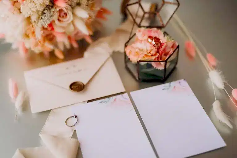 wedding rings with a wedding decor ME7FCGW